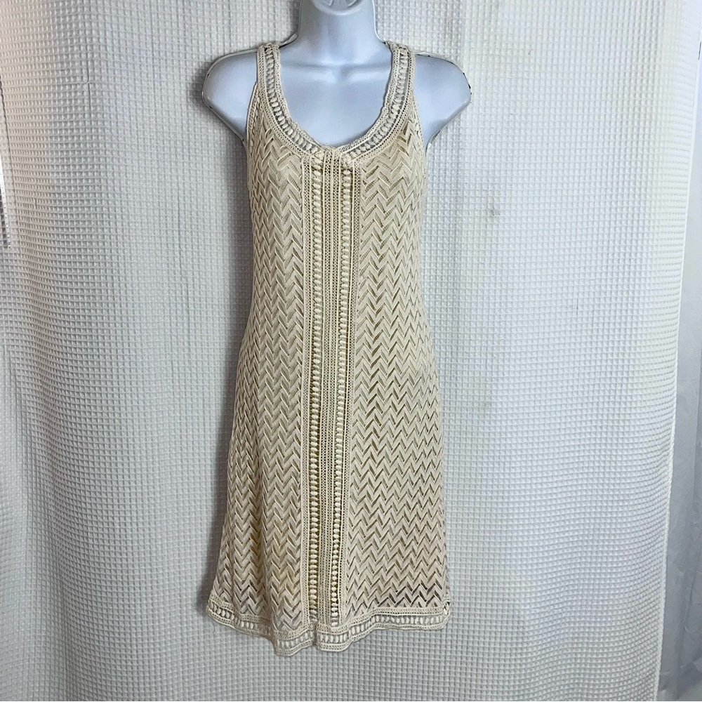 Lapis boho chevron crochet lace cream dress size large